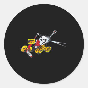 Kleine Rettungen Cartoon Hockey Torwart Slap Shot  Runder Aufkleber