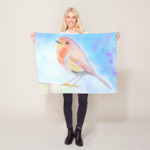 Kleine Robin-Aquarellmalerei Fleecedecke