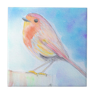 Kleine Robin Watercolor-Malerei Fliese
