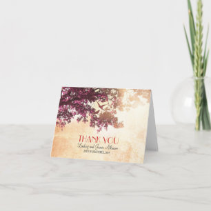 Kleine romantische Dankescharte mit rosa Baum Dankeskarte