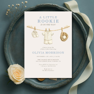 Kleine Rookie Baseball Wäscheleine Baby Shower Einladung