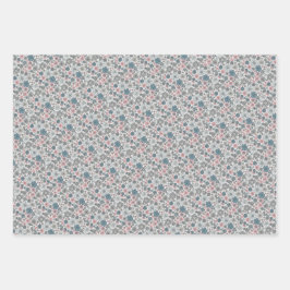 Kleine, rosa graue Blume im Chic-Stil Geschenkpapier Set