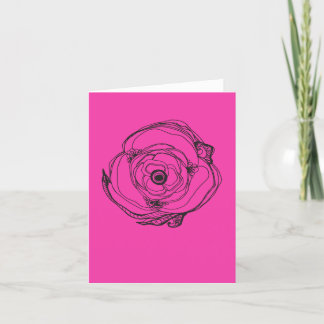 Kleine rosa Rose Zeichn- und Poemkarte Karte