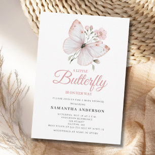 Kleine rosa Schmetterling Mädchen Baby-Party Einladung