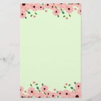 Kleine rosa Sommer-Blumen-Grenzen Briefpapier