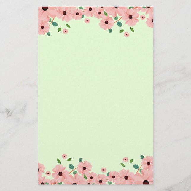 Kleine rosa Sommer-Blumen-Grenzen Briefpapier (Vorderseite)