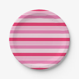 Kleine rosa und cremefarbene Streifen Pappteller