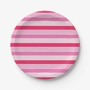 Kleine rosa und cremefarbene Streifen Pappteller