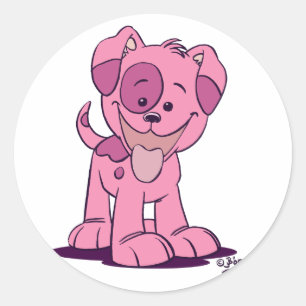 Kleine Rosa-Welpenstickerinnen Runder Aufkleber