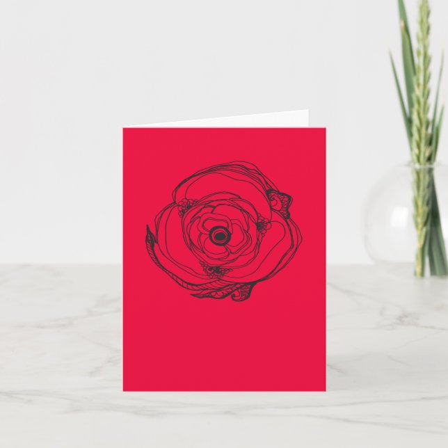 Kleine Rose Zeichn- & Poem-Karte Karte (Vorderseite)