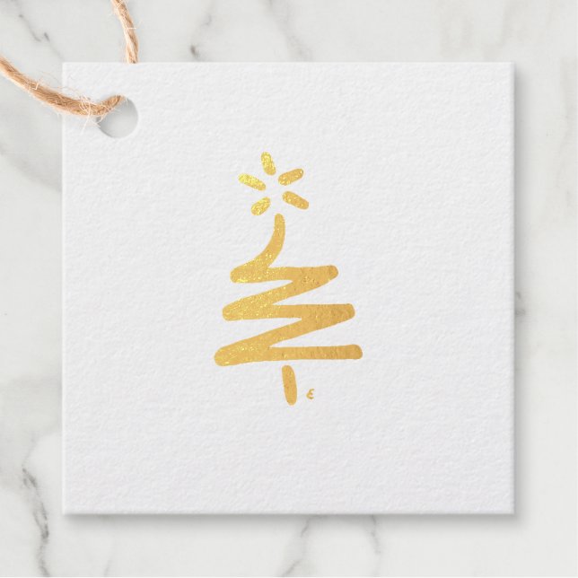 Kleine Rote Bäume Gold Foil Geschenk Tag (Vorderseite)