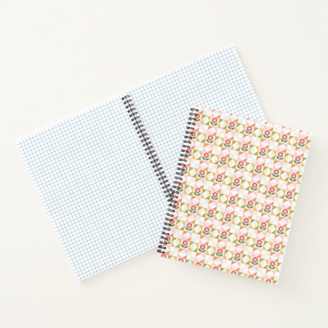 Kleine rote Blumen-Deckchenblock Notizbuch (Innenseite)