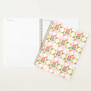 Kleine rote Blumen- Quiltblock Planer