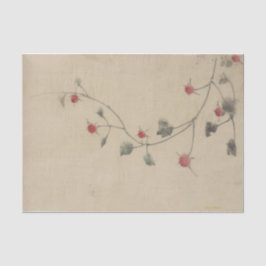 Kleine rote Blüten auf einem Weinberg von Hokusai Seidenpapier