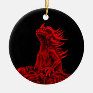 Kleine Rote Drache Keramik Ornament
