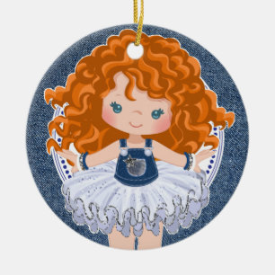 Kleine Rote Haare Mädchen Denim & Diamonds Weihna Keramik Ornament