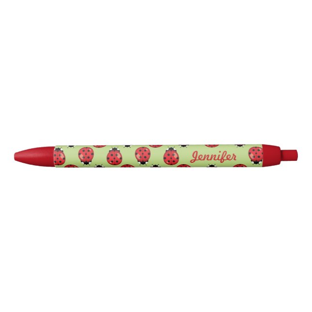 Kleine rote Ladybugs mit Personalisiertem Namen Kugelschreiber (Vorderseite)