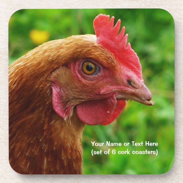 Kleine rote Legehenne - RIR oder ISA Brown Huhn Getränkeuntersetzer (Vorderseite)