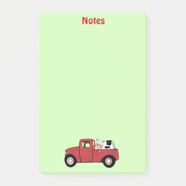 Kleine rote LKW-Kuh Post-it Klebezettel (Vorderseite)