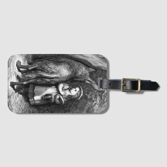 Kleine rote Reithose trifft alten Vater Wolf Gepäckanhänger (Vorderseite (Horizontal))