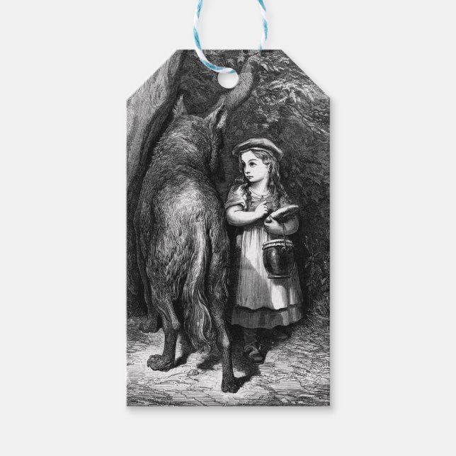 Kleine rote Reithose trifft alten Vater Wolf Geschenkanhänger (Vorderseite)