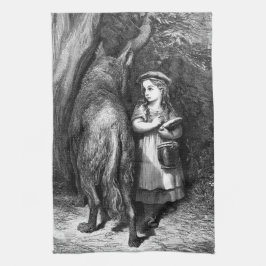 Kleine rote Reithose trifft alten Vater Wolf Geschirrtuch