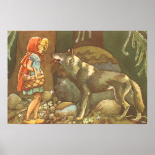Kleine rote Reithose, Vintage Märchen Poster