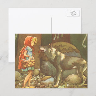 Kleine rote Reithose, Vintage Märchen Postkarte