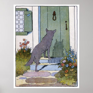 Kleine rote Reithose: Wolf an der Tür Poster