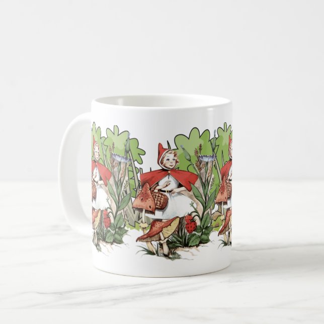 Kleine rote Reitstall im Wald - Märchen Kaffeetasse (Vorderseite Links)