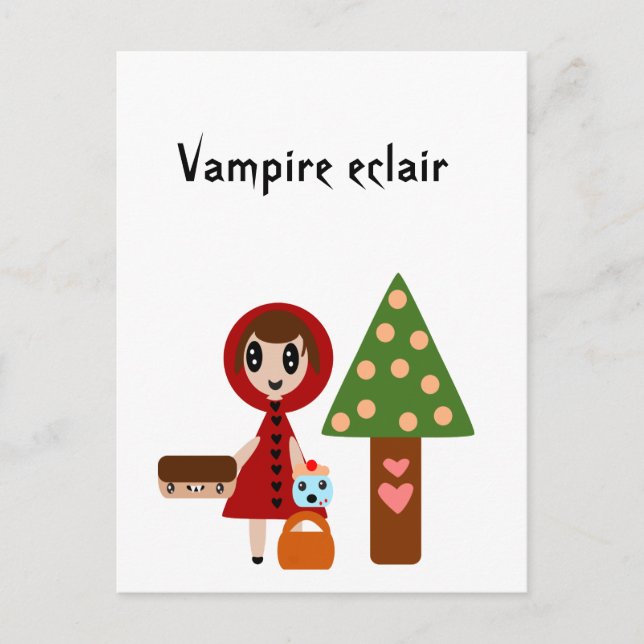 Kleine rote Reitstall trifft auf den Vampire Eclai Postkarte (Vorderseite)