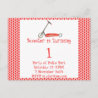Kleine rote Roller und Kinderkind zum Geburtstag Postkarte