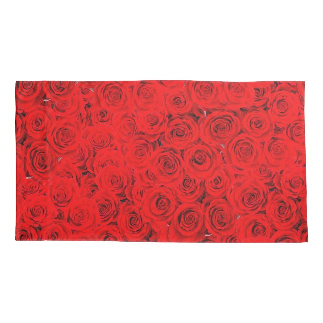 Kleine Rote Rosen Elegante Blumengröße Kissenbezug (Rückseite)