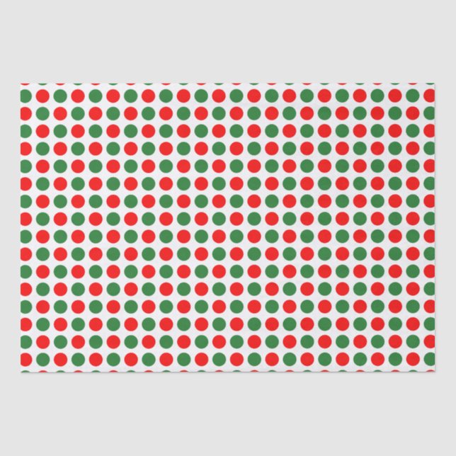 Kleine rote und grüne Polka-Punkte  Seidenpapier (Vorderseite)