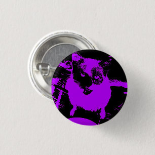 Kleine Round-Taste für Lila Schwarze Katze Button
