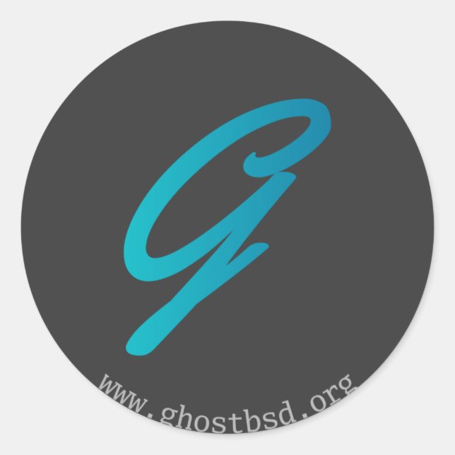 Kleine runde GhostBSD.org Aufkleber (Vorderseite)