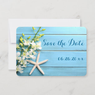 Kleine Runde Seesterne Save The Date Karten Orchid