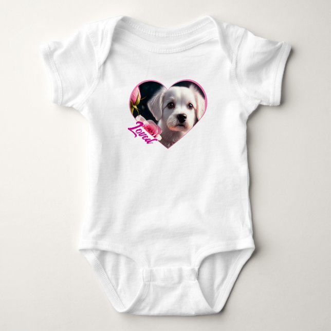 Kleine Sammlung von Hunden und Rose Baby Strampler (Vorderseite)