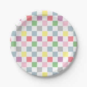 Kleine Schachbretter Pastellfarben weiß Schachbret Pappteller