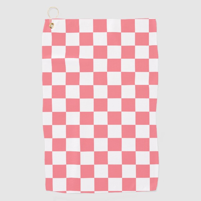 Kleine Schachbretter Rosa weiß Checked Golfhandtuch (Vorderseite)