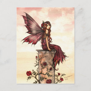 Kleine Scharlachrote Rosenfee-Postkarte Postkarte