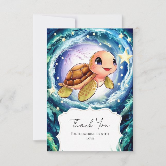 Kleine Schildkrötendusche Dankeskarte (Vorderseite)