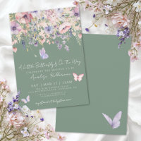 Kleine Schmetterling Wildblume Grün Babyparty