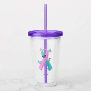 Kleine Schmetterlinge mit BRCA Band Acryltrinkbecher