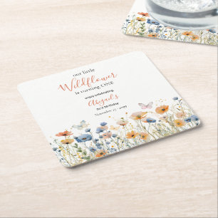 Kleine Schmetterlings-Wildblumenwiese 1. Geburtsta Rechteckiger Pappuntersetzer