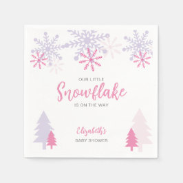 Kleine Schneeflocke auf dem Weg Babydusche Winter Serviette