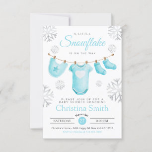 Kleine Schneeflocke auf dem Weg Blue Baby Boy Dusc Einladung