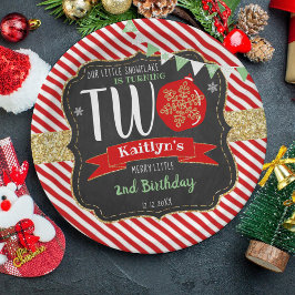 Kleine Schneeflocke drehen 2! 2. Geburtstag Pappteller