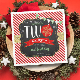 Kleine Schneeflocke drehen 2! 2. Geburtstag Serviette