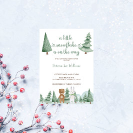 Kleine Schneeflocke Forest Animal Winter Baby Dusc Einladung